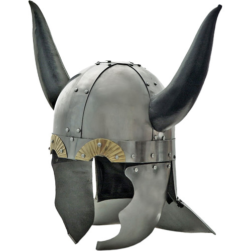 Viking Helmet with Leather Wrapped Horns Main Image