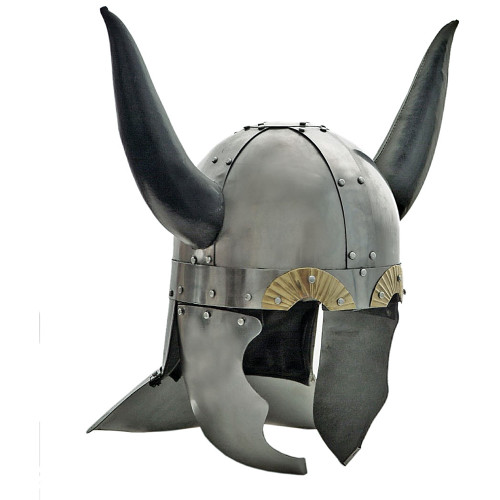 Viking Helmet with Leather Wrapped Horns Alt Image 1