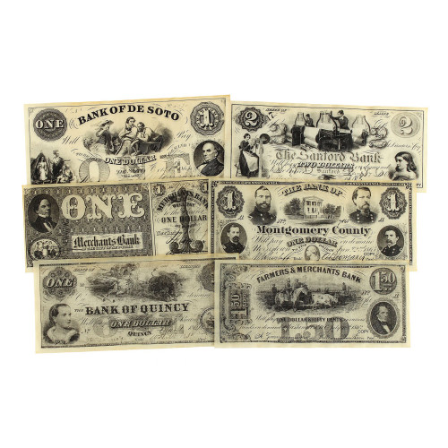 6-Banknote Replica Set: 1861-1865 Union Notes Main Image
