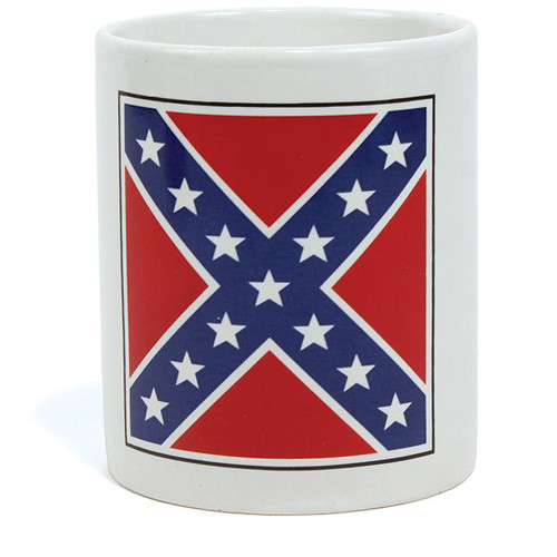 White Mug with Rebel Flag and 12"x 18" Flag Alt Image 1