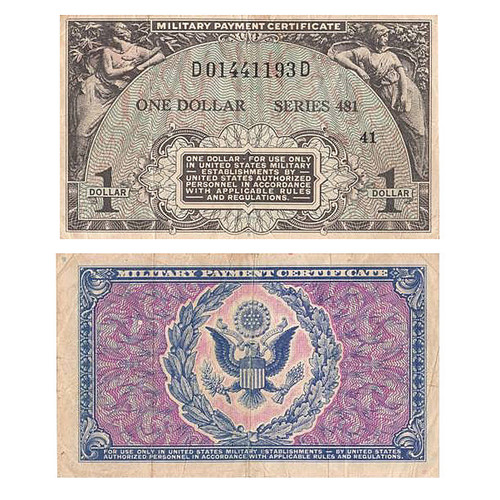 Korean War Series 481 $1 MPC Note Main Image Korean War Series 481 $1 MPC Note Main Image