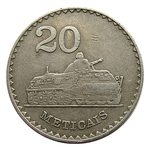 1986 Mozambique 20 Meticais Tank Coin Main Image