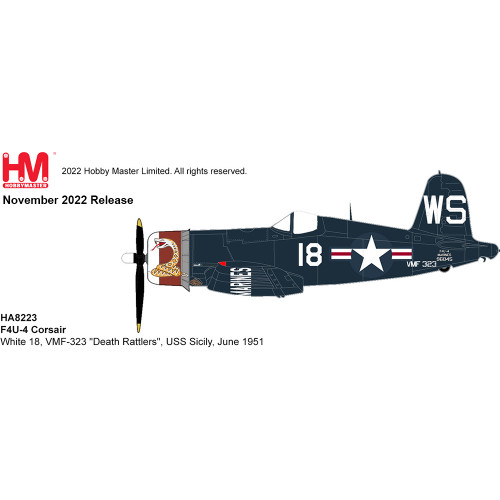 F4U-4 Corsair 1/48 Die Cast Model VMF-323 "Death Rattlers", USS Sicily, June 1951 Main Image