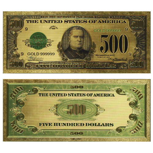 1928 $500 McKinley Gold Foil Note Main Image
