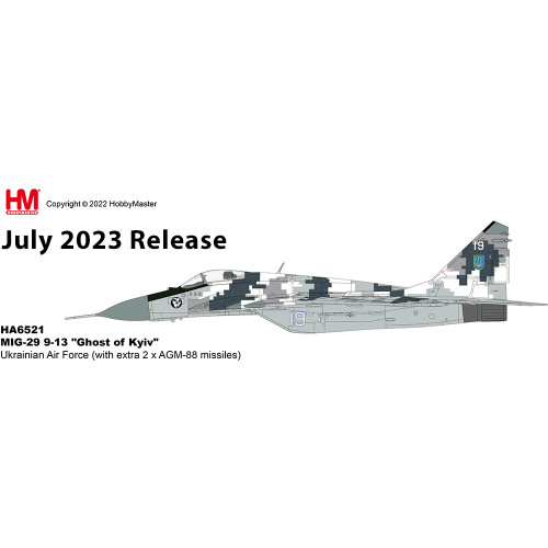 MIG-29 Fulcrum  1/72 Die Cast Model -  HA6521 "Ghost of Kyiv", Ukrainian AF (with extra 2 x AGM-88 missile Main Image