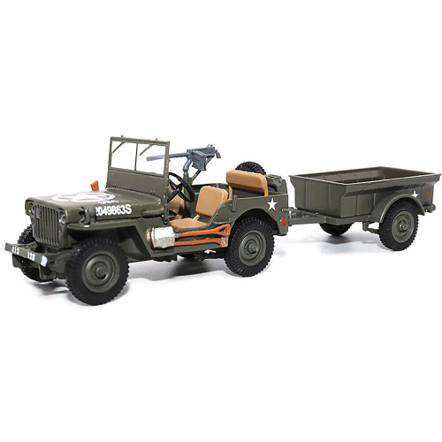 1/4-Ton Willys Jeep with Trailer 1/43 Die Cast Model Main Image