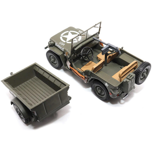 1/4-Ton Willys Jeep with Trailer 1/43 Die Cast Model Alt Image 3