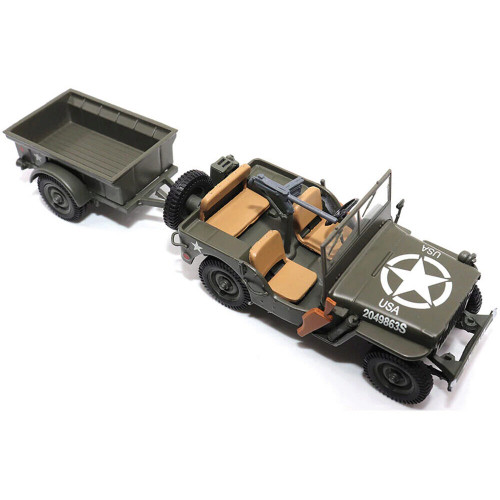 1/4-Ton Willys Jeep with Trailer 1/43 Die Cast Model Alt Image 4