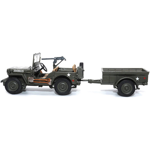 1/4-Ton Willys Jeep with Trailer 1/43 Die Cast Model Alt Image 6