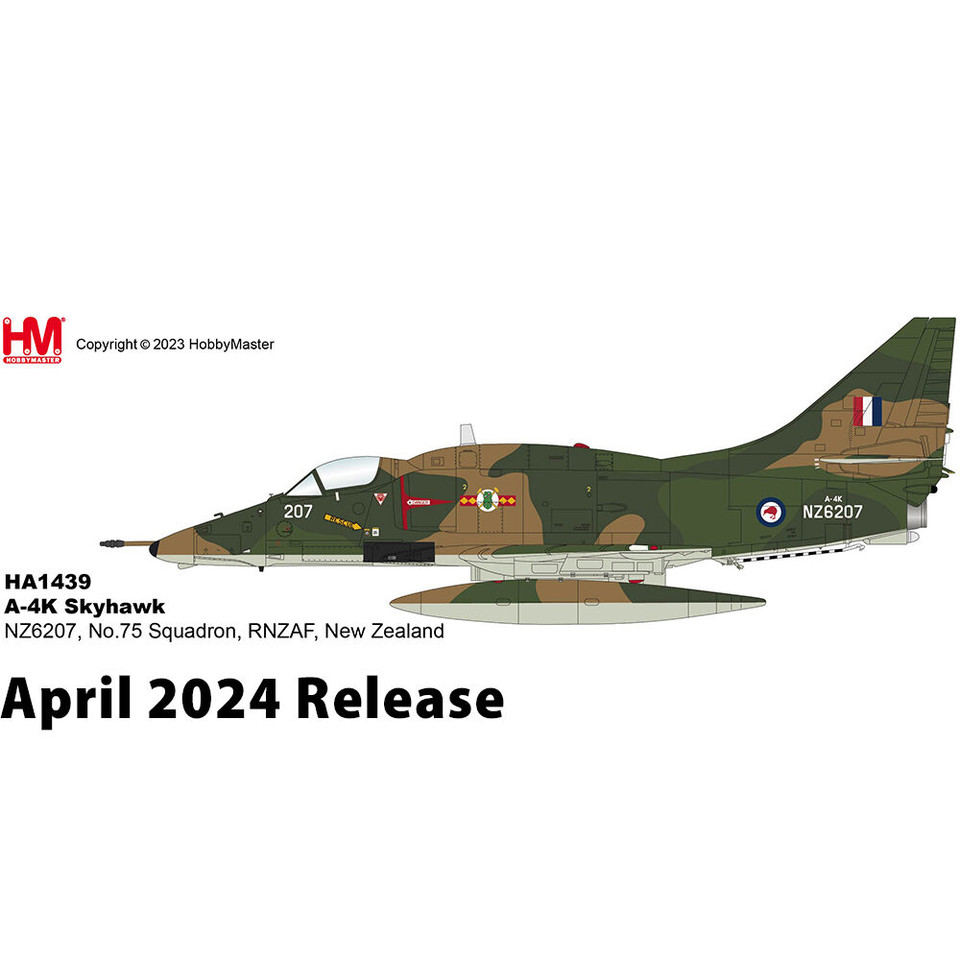A-4K Skyhawk 1/72 Die Cast Model - HA1439 No.75 Squadron, RNZAF, New Zealand Main Image