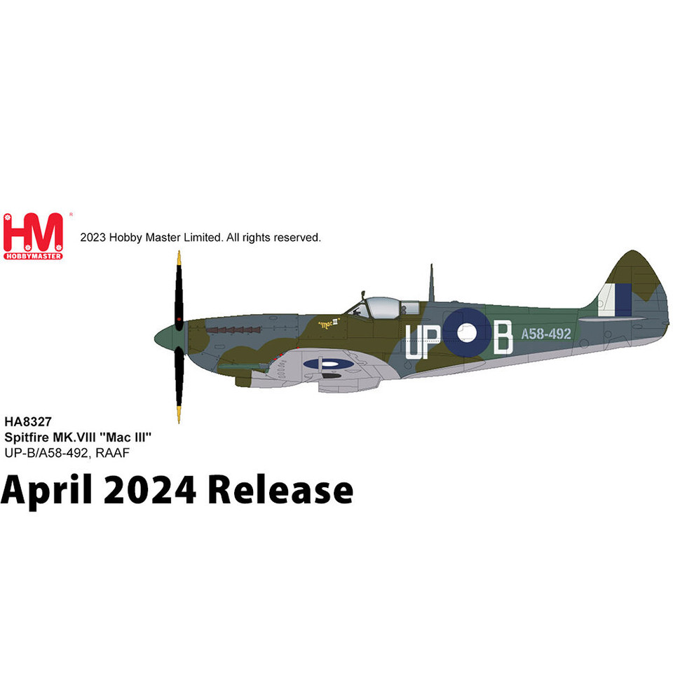 Spitfire MK.VIII  1/48 Die Cast Model - HA8327 RAAF Main Image
