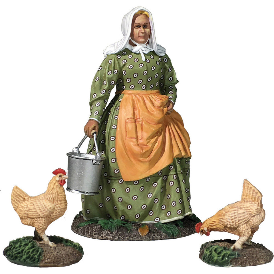 Miss Dayfield Doing Chores and two Chickens 1/30 Figure Set William Britain (31280) Main Image