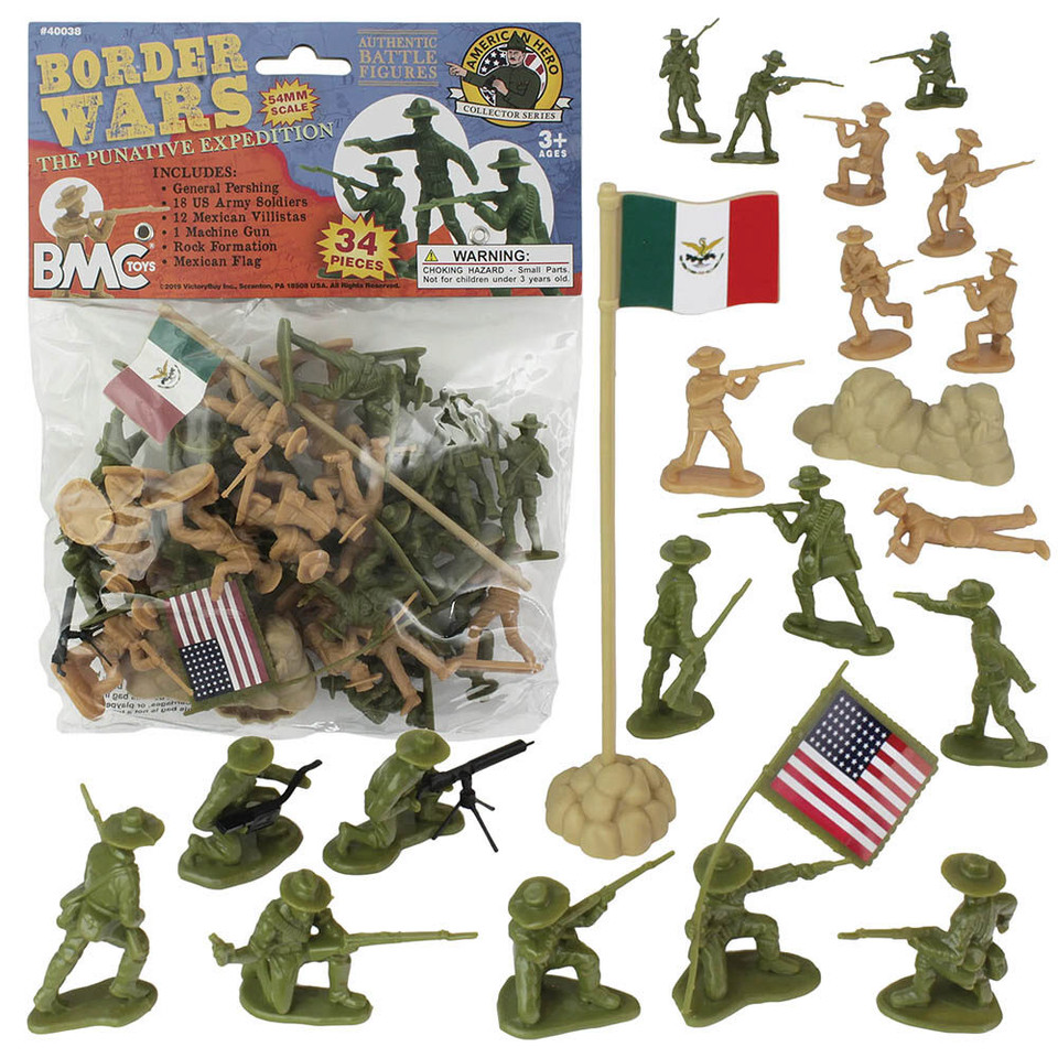 BMC BORDER WARS 1/32 PLASTIC FIGURES, U.S. VS. MEXICO - 34 P BMC TOYS (40038) Main Image