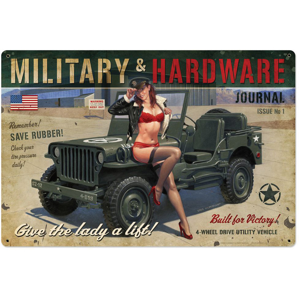 Military & Hardware Jeep Pin Up Metal Sign HB197 Main Image