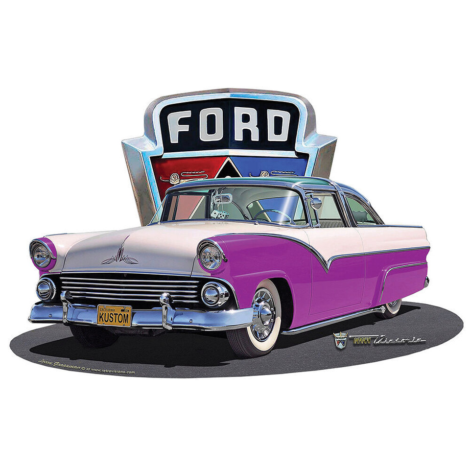 55 Ford Purple Kustom Emblem Metal Sign Art LGC467 Main Image