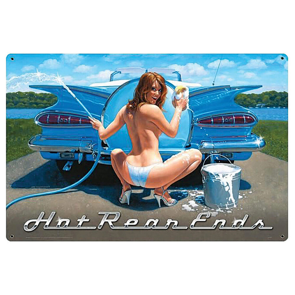 Hot Rear Ends Vintage Pinup Girl Metal Sign Art HB127 Main Image