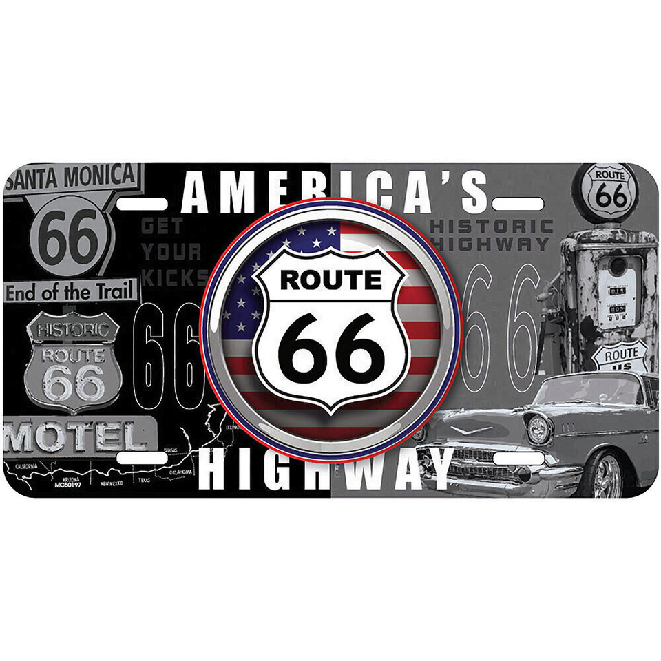 Route 66 Bullseye Metal License Plate MP9092 Main Image