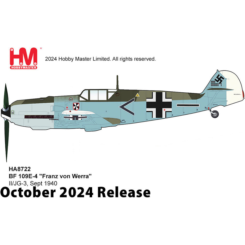 BF 109E-4 1/48 Die Cast Model - HA8722 Franz von Werra II/JG-3 Sept 1940 Main Image