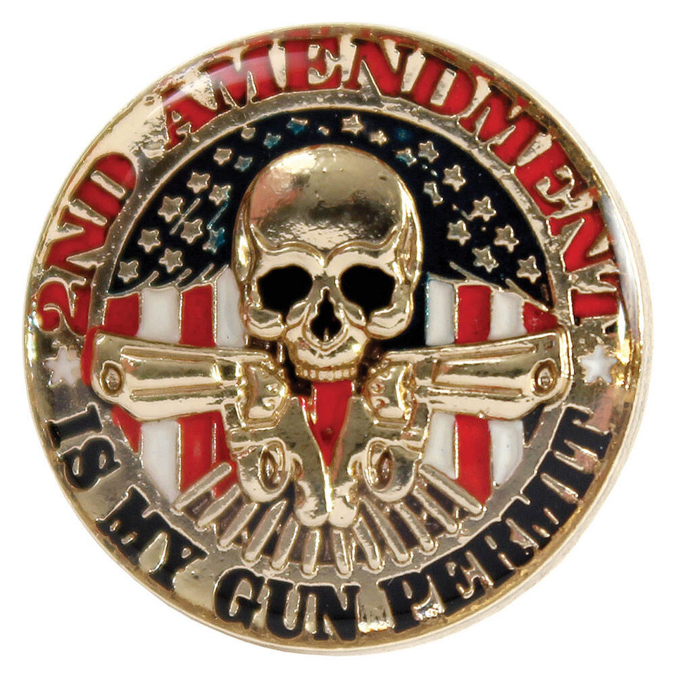 2nd Amendment Skull Is My Gun Permit Lapel Pin 981928 Main Image
