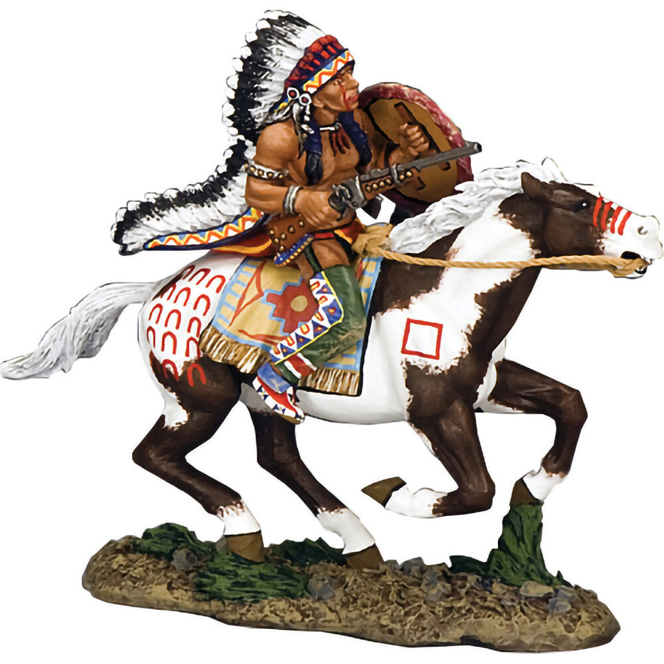 Little Wolf Wearing Warbonnet on Horseback 1/30 Figure Main Image