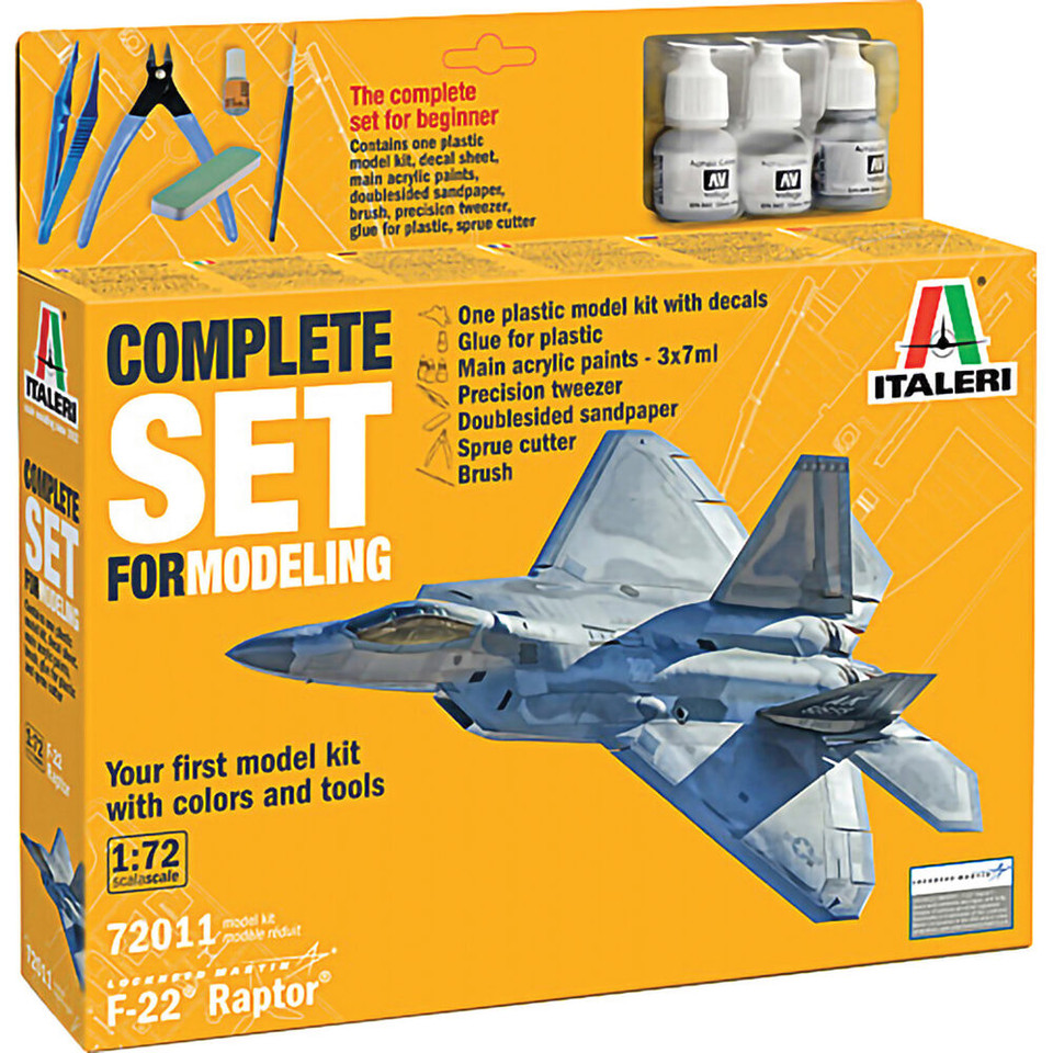 F-22 Raptor 1/72 Kit w/Tools and Paint Italeri (72011) Main Image