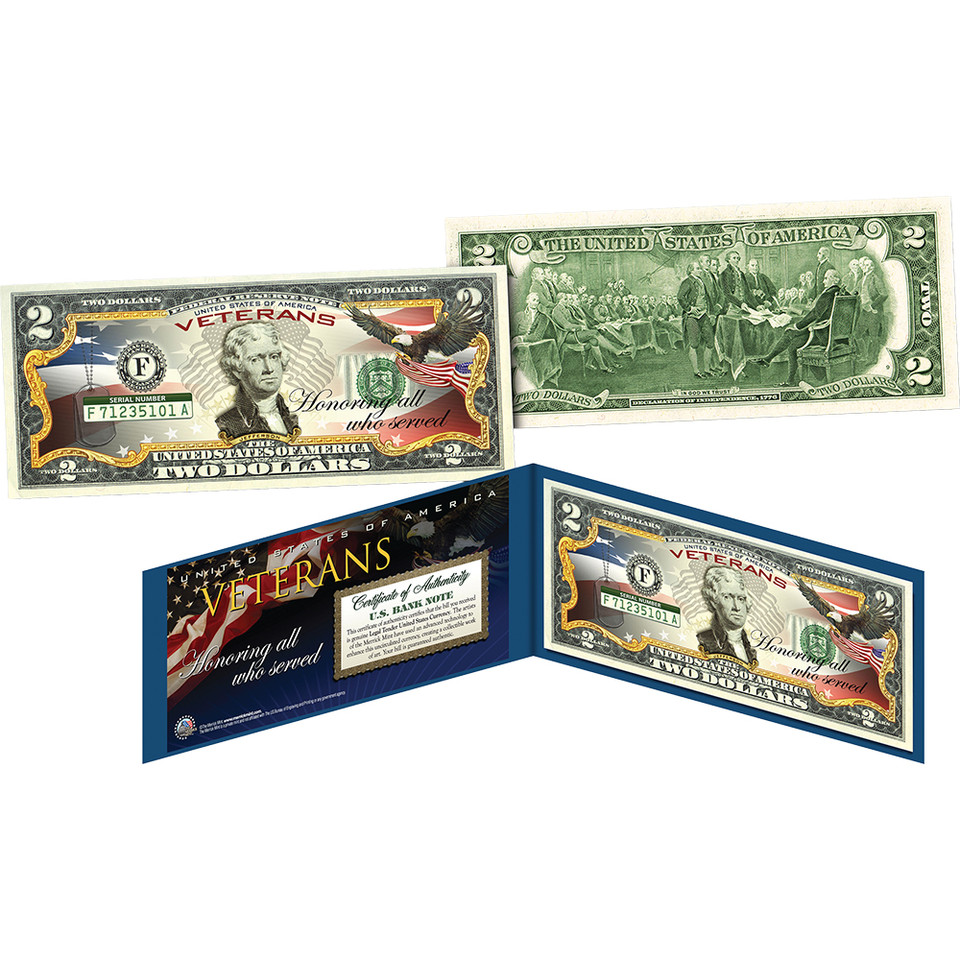 Veterans Day Colorized $2 Bill  VETERANS_2Bill Main Image