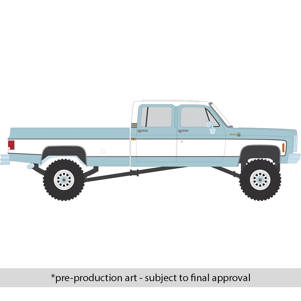 1978 Chevrolet Silverado K30 Crew Cab Fleetside Lifted - Light Blue and Frost White Main Image