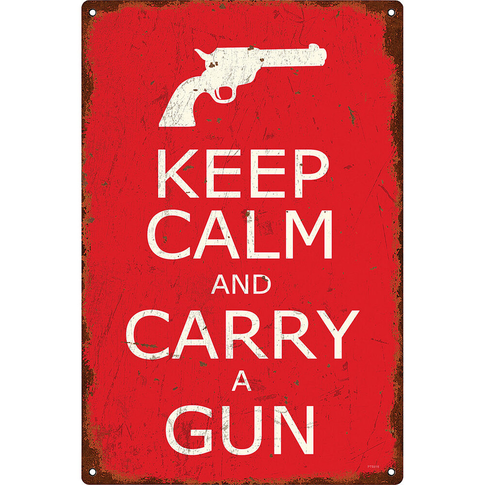 Keep Calm and Carry A Gun Metal Sign  PTS016 Main Image