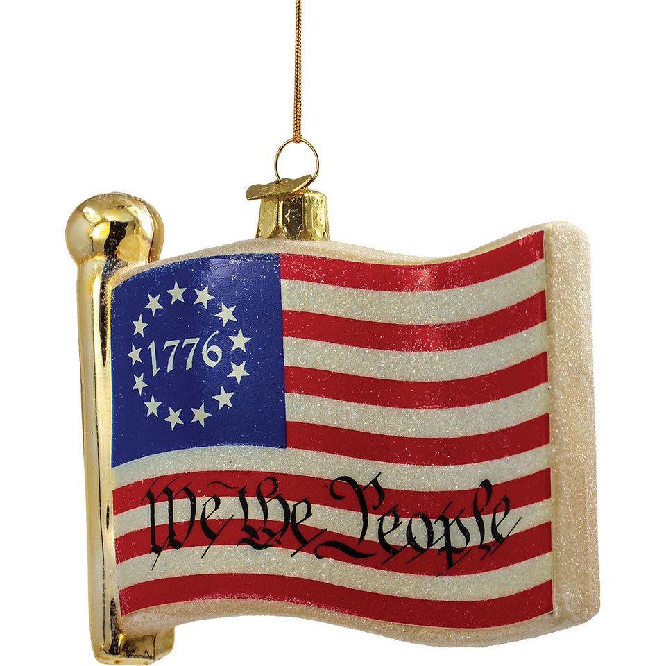 Glass 1776 We The People American Flag Kurt Adler (C7777) Main Image