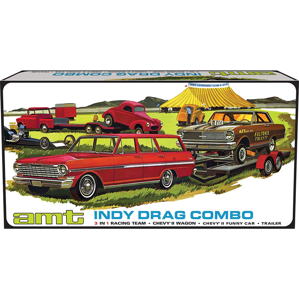 Indy Drag Combo (Chevy II Wagon Funny Car and Trailer) AMT MODELS (AMT1520) Main Image