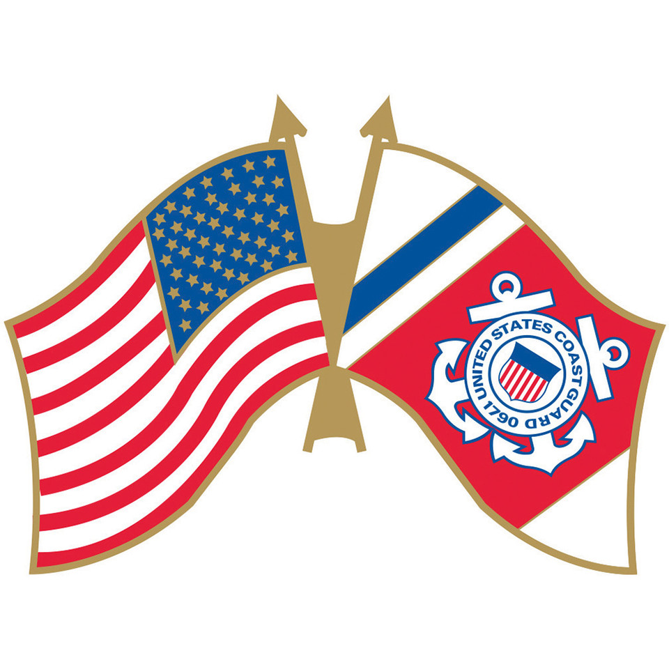 U.S. Flag and Coast Guard Flag Lapel Pin Eagle Emblems (P62604) Main Image