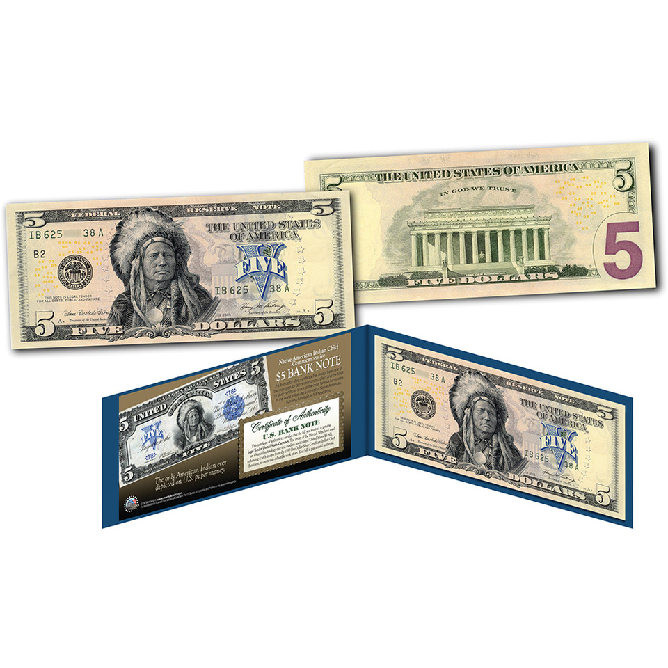 1899 Series $5 Indian Chief Federal Reserve Replica Note  Merrick Mint (CHIEF_FIVE ) Main Image