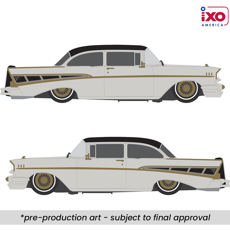 1:64 Scale 1957 Chevrolet Bel Air - Lowrider - Gray Main Image