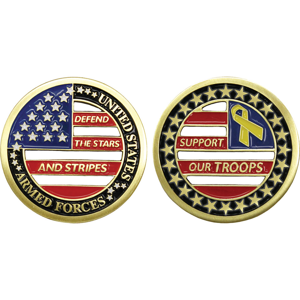 Support Our Troops Stars & Stripes Challenge Coin Eagle Crest (2519) Main Image