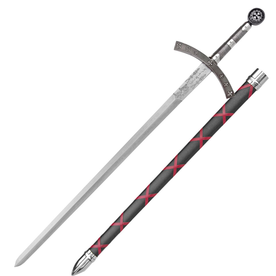Replica Hugo de Peyans Sword with Red & Black Scabbard Main Image