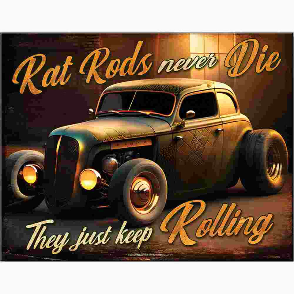 Rat Rods Never Die Metal Sign Main Image