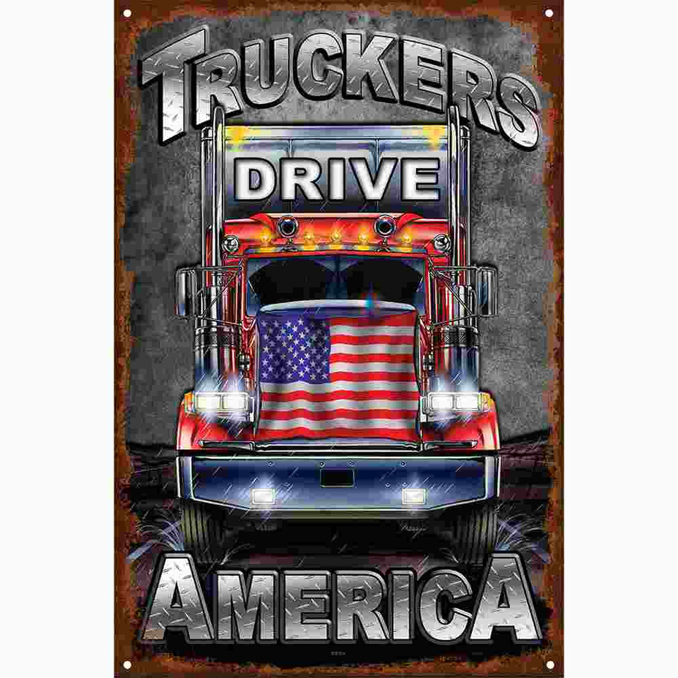 Truckers Drive America Metal Sign Main Image