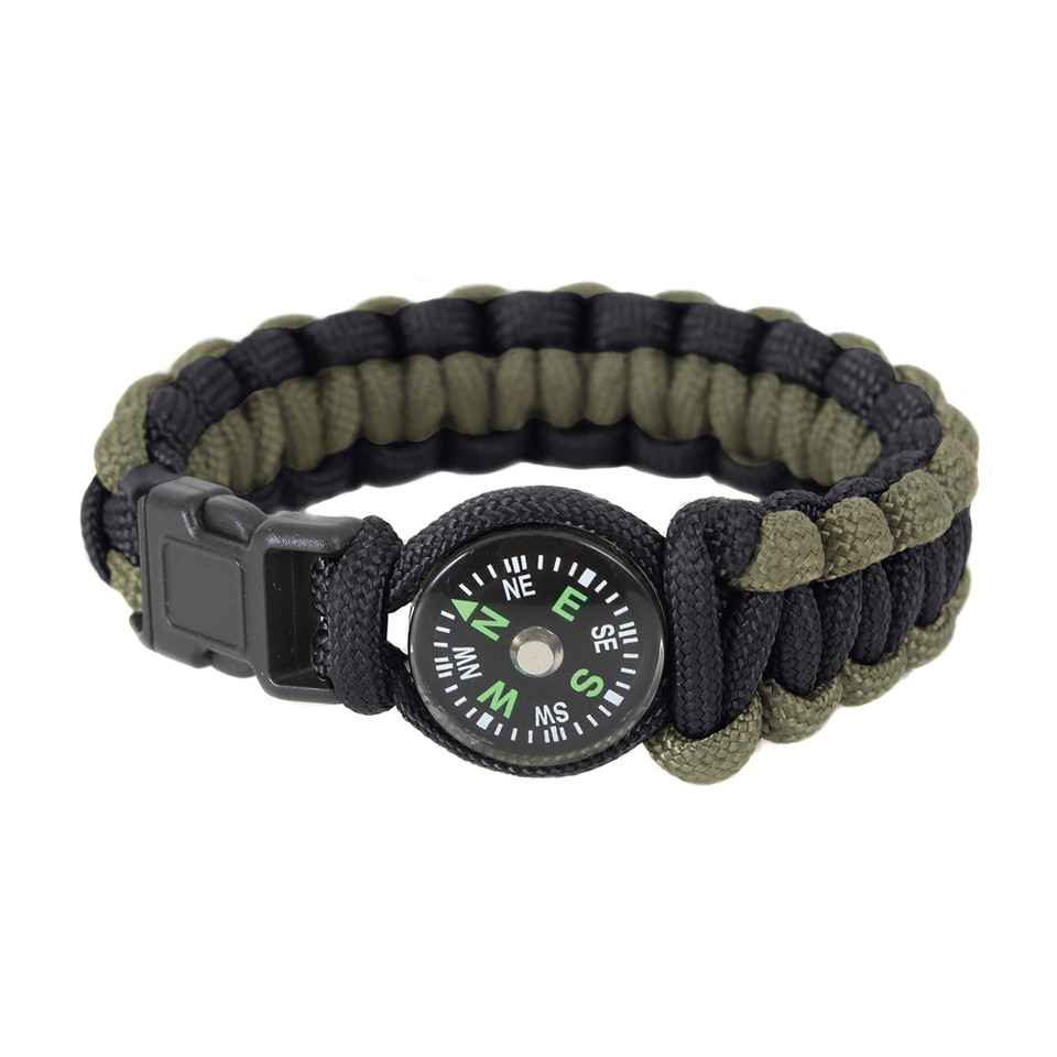 Paracord Compass Bracelet- Olive Drab/Black Main Image