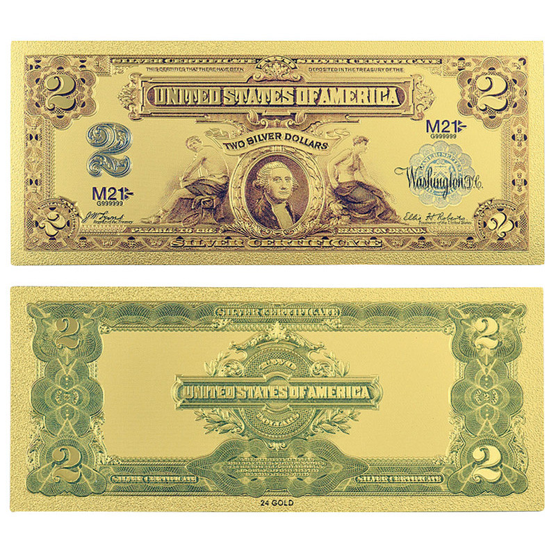 1899 $2 Silver Certificate Gold Foil Note Main Image