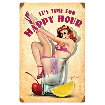 It's Time For Happy Hour Metal Sign Main Image