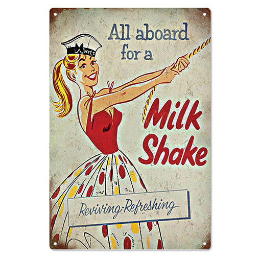 All Aboard For a Milk Shake Metal Sign Main Image