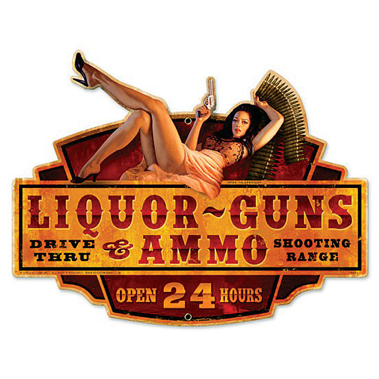 Liquor Guns Ammo Metal Sign Main Image