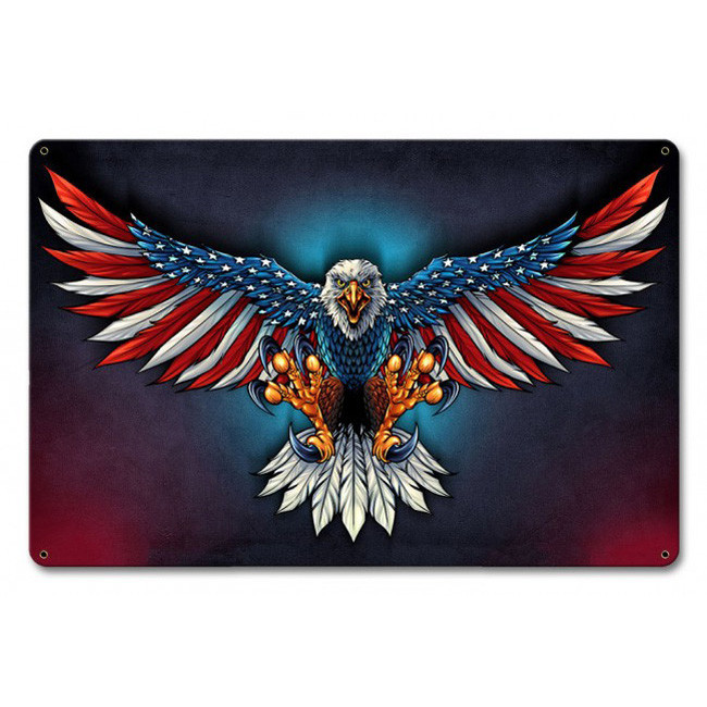 Eagle With US Flag Wings Metal Sign Main Image