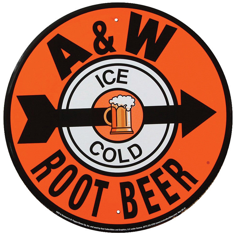 A&W Root Beer Metal Sign- 12" Diameter Main Image