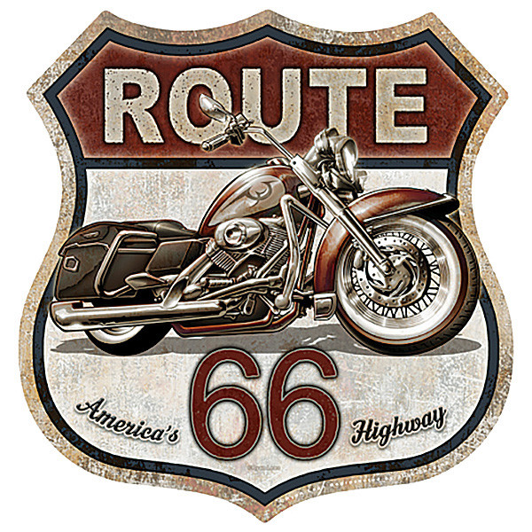 Route 66 Motorcycle Metal Sign Main Image