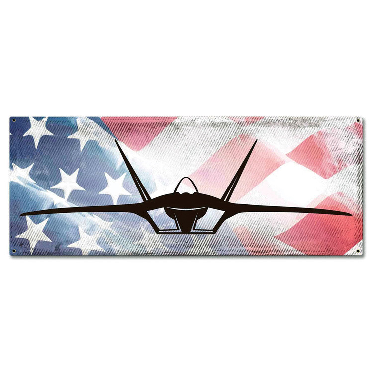 F-22 Silhouette U.S. Flag Metal Sign Main Image