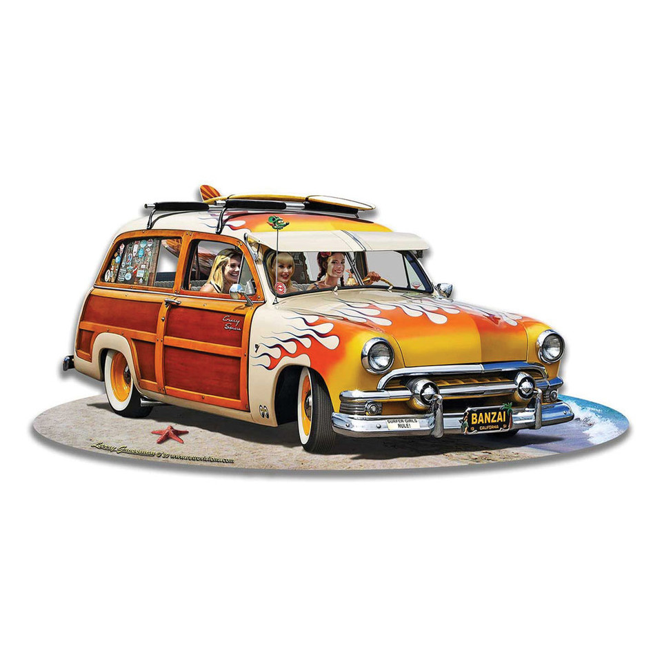 1951 Surf Woddy Cut Out Metal Sign Main Image