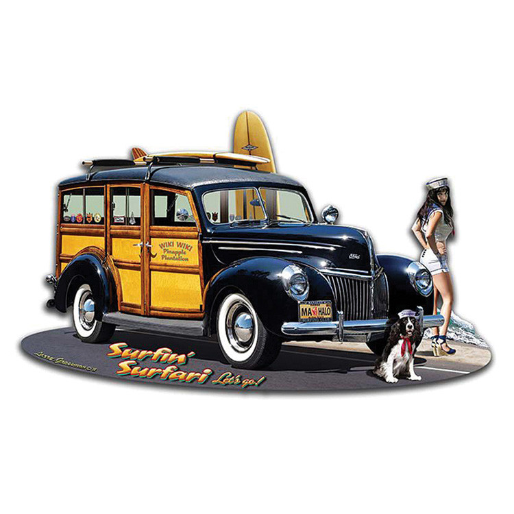 1939 Woody Surfin Surfari Metal Cut-Out Sign Main Image