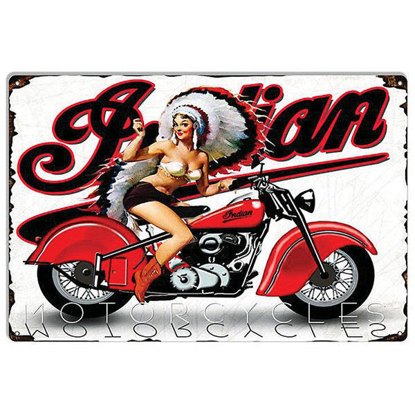 Indian Motorcycle Pin-up Metal Sign Main Image