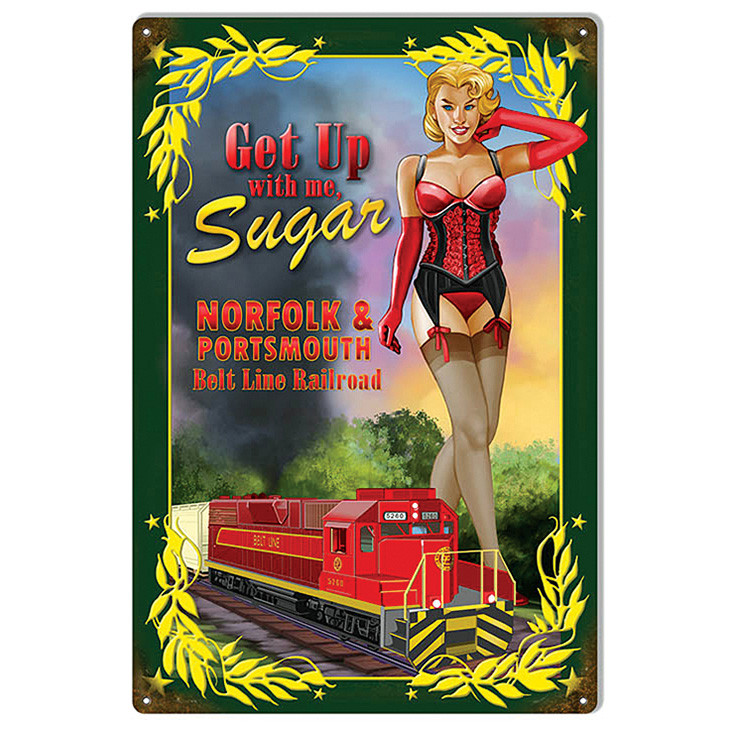 Get Up With Me Sugar Pin-up Girl Metal Sign Main Image